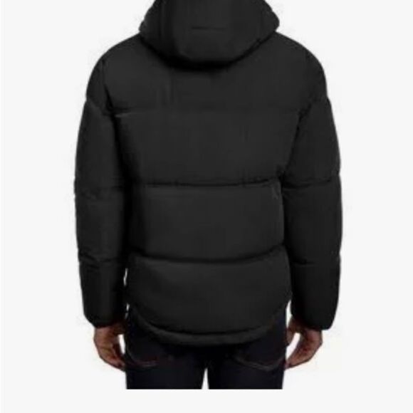 Men’s Lucky heavy hooded puffer coat (Black) - Picture 4 of 11